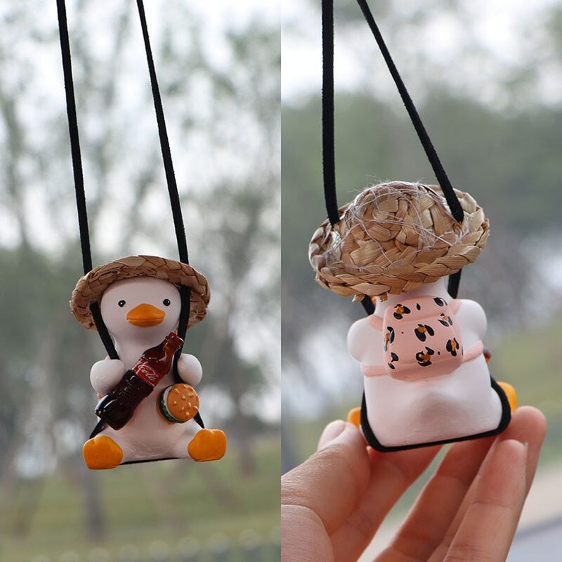 Cute Swing Duck Car Rearview Mirror Pendant Little Duck Car Etsy