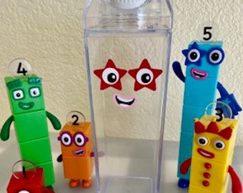 Numberblocks Ten Clear Square Water Bottle Numberblocks Toys Gifts