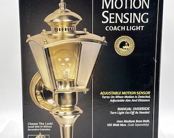 Vintage Hampton Bay buiten bewegingsgevoelige koetslamp messing afgeschuind glas Nieuw