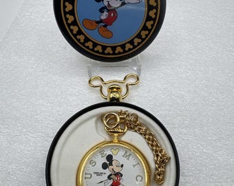 Vintage Mickey Mouse Pocket Watch Verichron Quartz Japan Movement New Battery