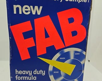 NOS Vtg 1960s New Fab Free Introductory Sample! Large 1 Lb 4 Oz Size Unopened