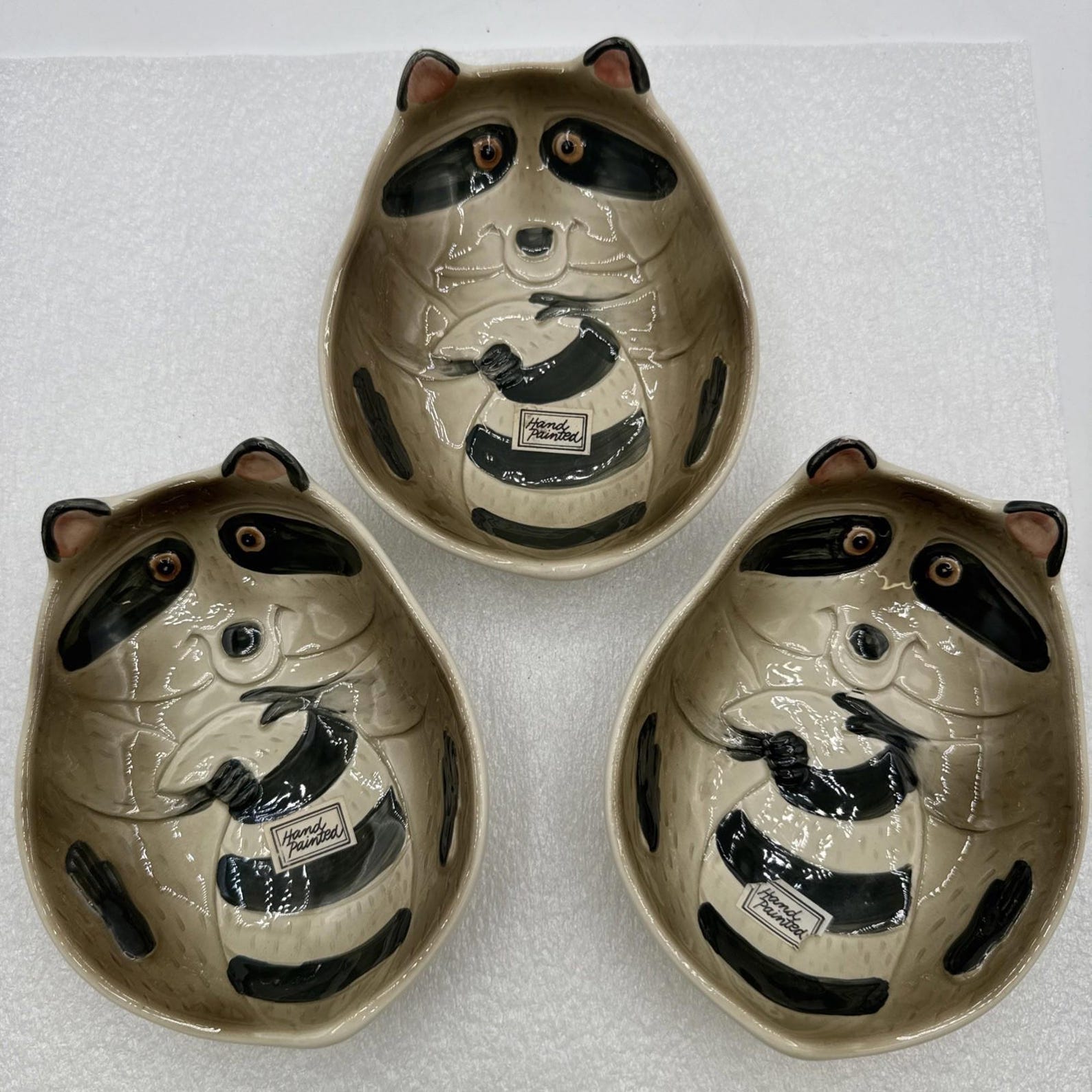 Vintage Fitz and Floyd Racoon Trinket Bowls