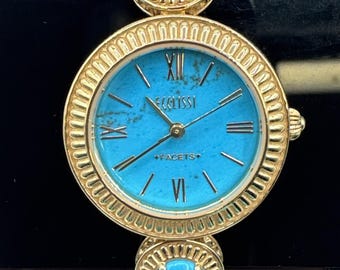 Ecclissi Watch 75686 Bracelet Ethiopian Turquoise Gold Facets New Battery