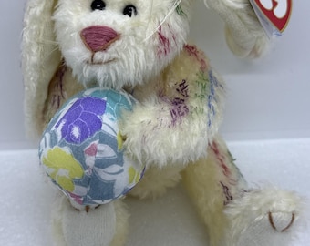1993 TY Attic Treasures GEORGIA Easter Bunny 8" Jointed Tie-Dye Holding Egg NWT
