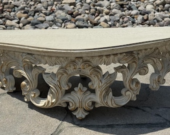 VTG Turner Wall Accessory Shelf Hollywood Regency Ivory Gold Ornate Scroll 22”