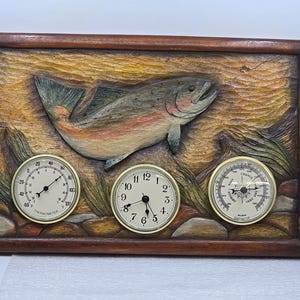 Estación meteorológica Big Sky Carvers para truchas arcoíris, reloj, termómetro y barómetro