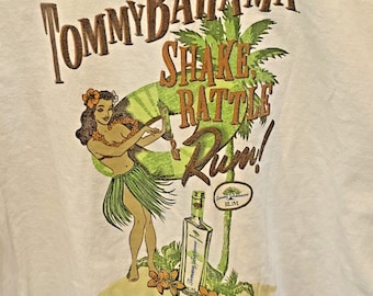 Vintage Tommy Bahama T Shirt Mens Large- Shake, Rattle & Rum - White Hula Girl