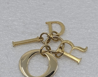 Christian Dior Y2K Parfums Gold Tone Letter Charm Keychain Or Pendant Designer