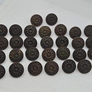 Lot Of 38 Vintage Antique Brass Sunflower Rosette Cabinet Drawer Pulls #19637