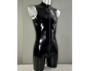 Latex Sleeveless Surf Suit With Full Zip | Handmade Men's Latex BodySuit