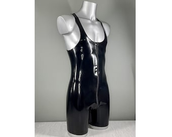 Latex Singlet Suit, Front All Round Zip | Men's Rubber
