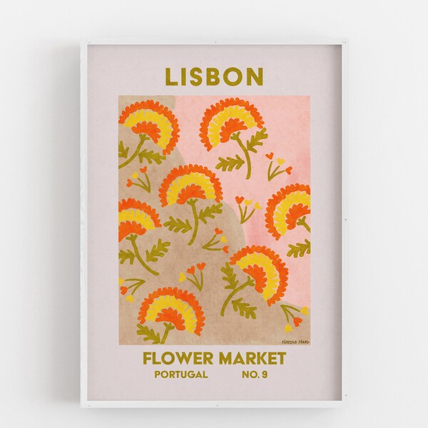 Retro Wall Art | Lisbon Flower Market | Matisse Print | Printable