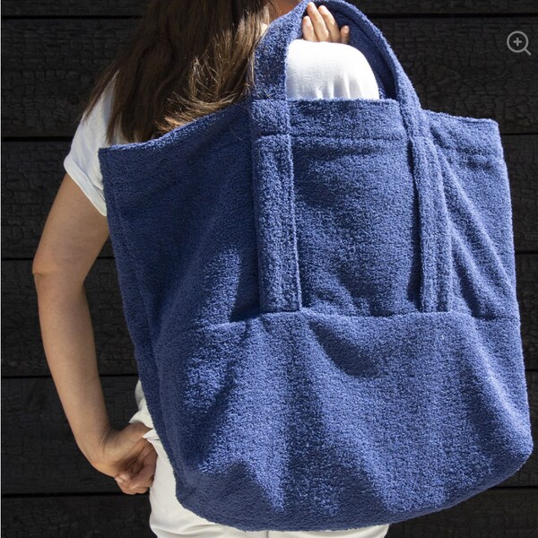 Sac cabas XXL en éponge, sac de plage, sac de plage xxl, sac cabas avec pochette intérieure,