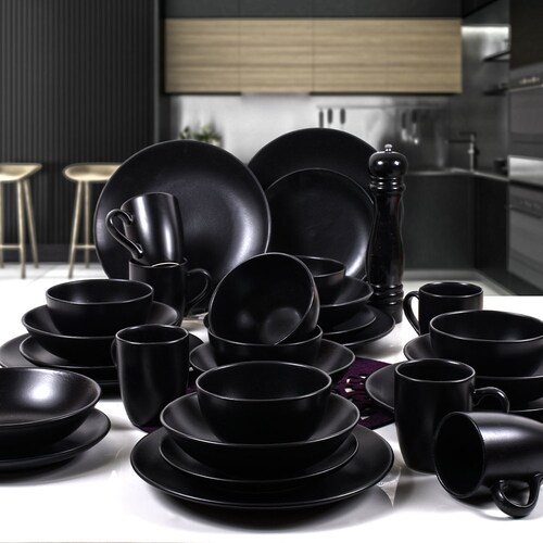 Matte Black Dinnerware Set Etsy