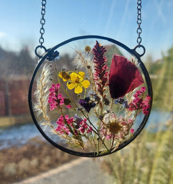 15. Stained Glass. Decor. Dried Flowers. Pressed Flower Frame. Etsy