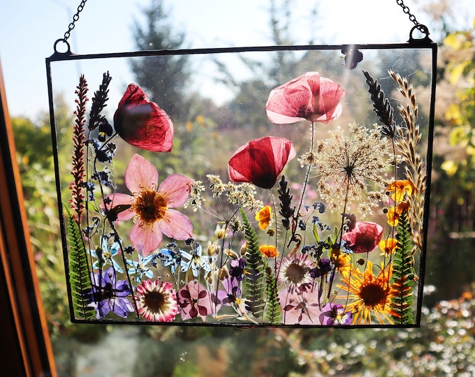 Stained Glass Frame, Pressed Flower Frame, Pressed Plant Frame