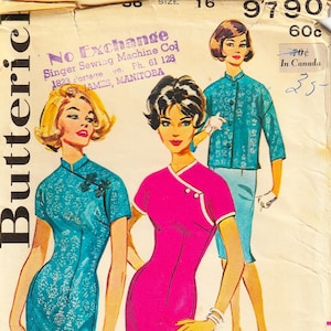 Mandarin Dress Jacket SZ 16 Butterick 9790