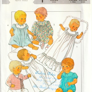 May include: A sewing pattern envelope labelled 4060 Style for newborn babies. The cover features illustrations of five infants wearing various garments including a long gown, a floral dress, a striped dress, a wrap top with trousers, and a romper.