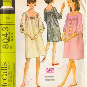 EASY Smock Dresses 12-14 McCall's 8043