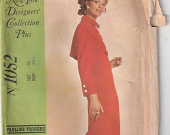 RARE 1960s Designer Pauline Trigere McCall's 1052 SZ 10