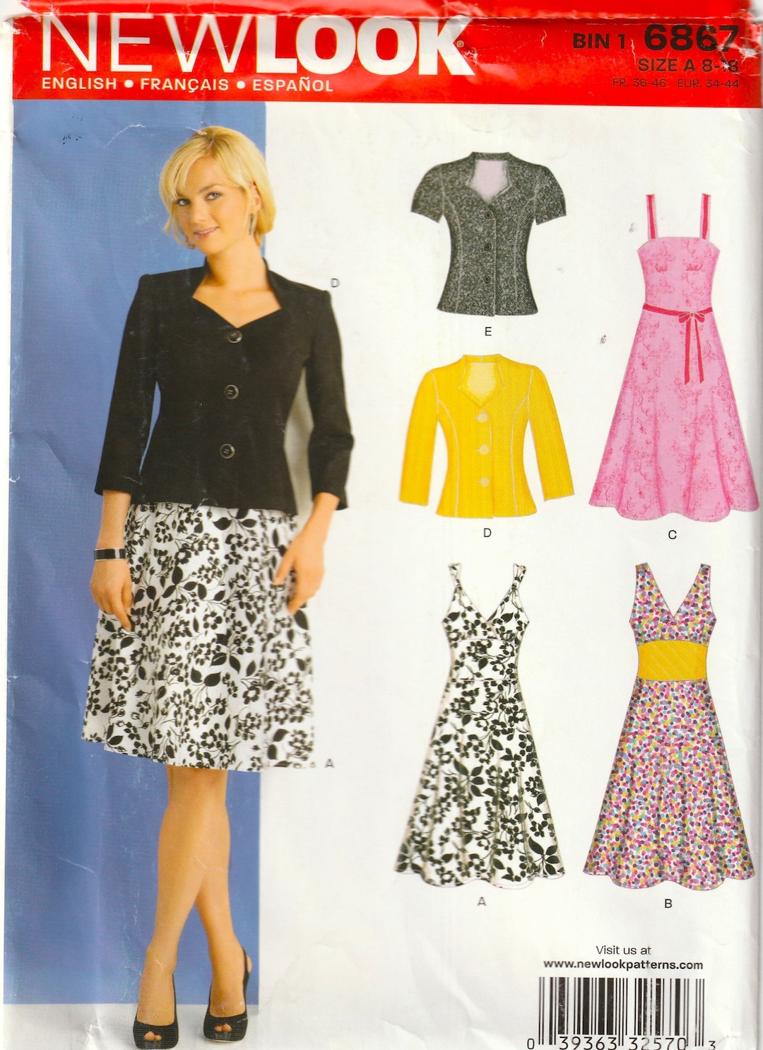 Princess Seam Jacket Midriff Detail Dress 8-18 New Look Sew - Etsy