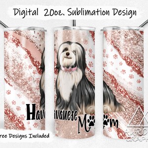 Havanese Mom - Digital 20oz Skinny Tumbler Wrap Milky Way Pink Seamless Tapered Straight Sublimation Design PNG Instant Download