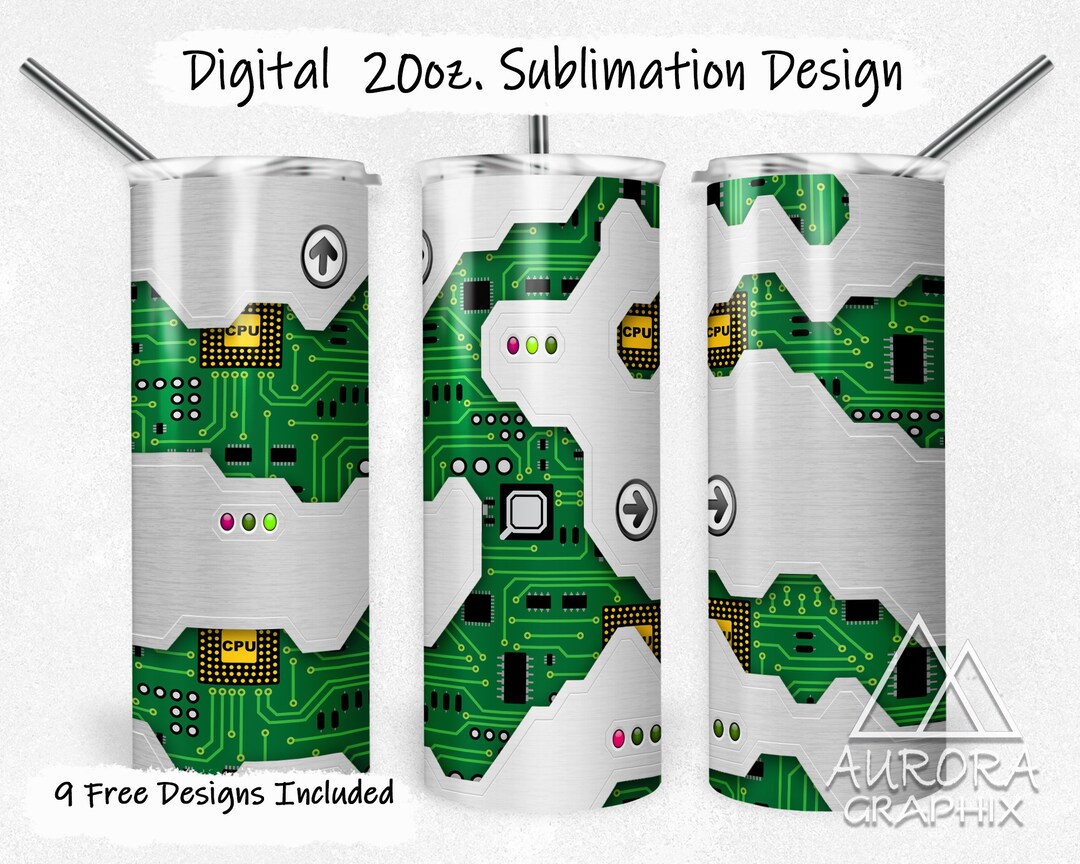 Computer - Digital 20oz Skinny Tumbler Wrap Coding Tech Gamer CPU ...