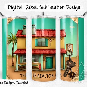 Makler - Digitale 20 Unzen Skinny Tumbler Wrap Spanische Lotterie Stil Realty Taper Gerade Sublimation Design PNG Instant Download