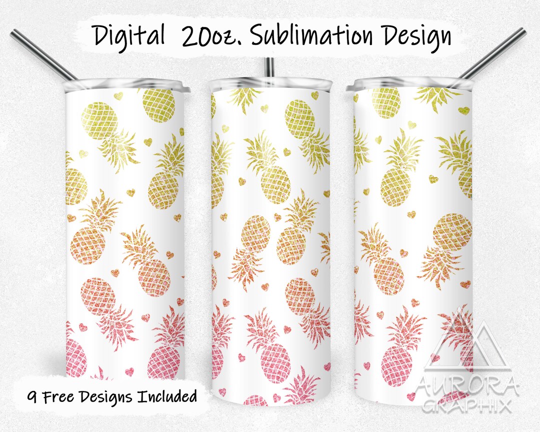Pineapples Digital 20oz Skinny Tumbler Wrap Sunset Infertility