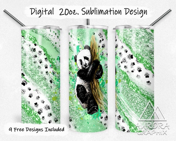 Spring Panda bear tumbler wrap. 3 designs. Skinny 20 oz wrap
