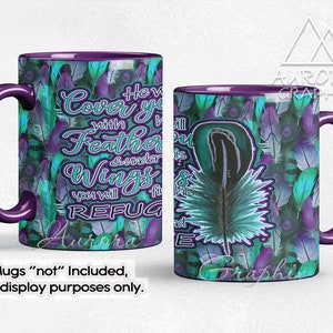 Bible Verse - Coffee Mug Wrap 11oz 15oz Straight Full Sublimation Psalms 91:4 Design PNG Image Instant Digital Download