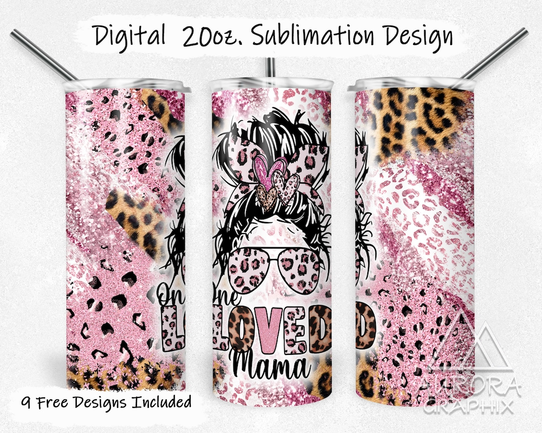 Leopard Mama - Digital 20oz Skinny Tumbler Wrap Pink Glitter Milky Way ...