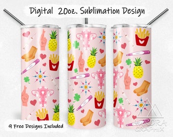 IVF - Digital 20oz Skinny Tumbler Wrap Infertility Awareness Surrogate Mom Seamless Straight Sublimation Design PNG Instant Download