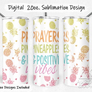Prayers & Pineapples - Digital 20oz Skinny Tumbler Wrap IVF Infertility Seamless Tapered Straight Sublimation Design PNG Instant Download