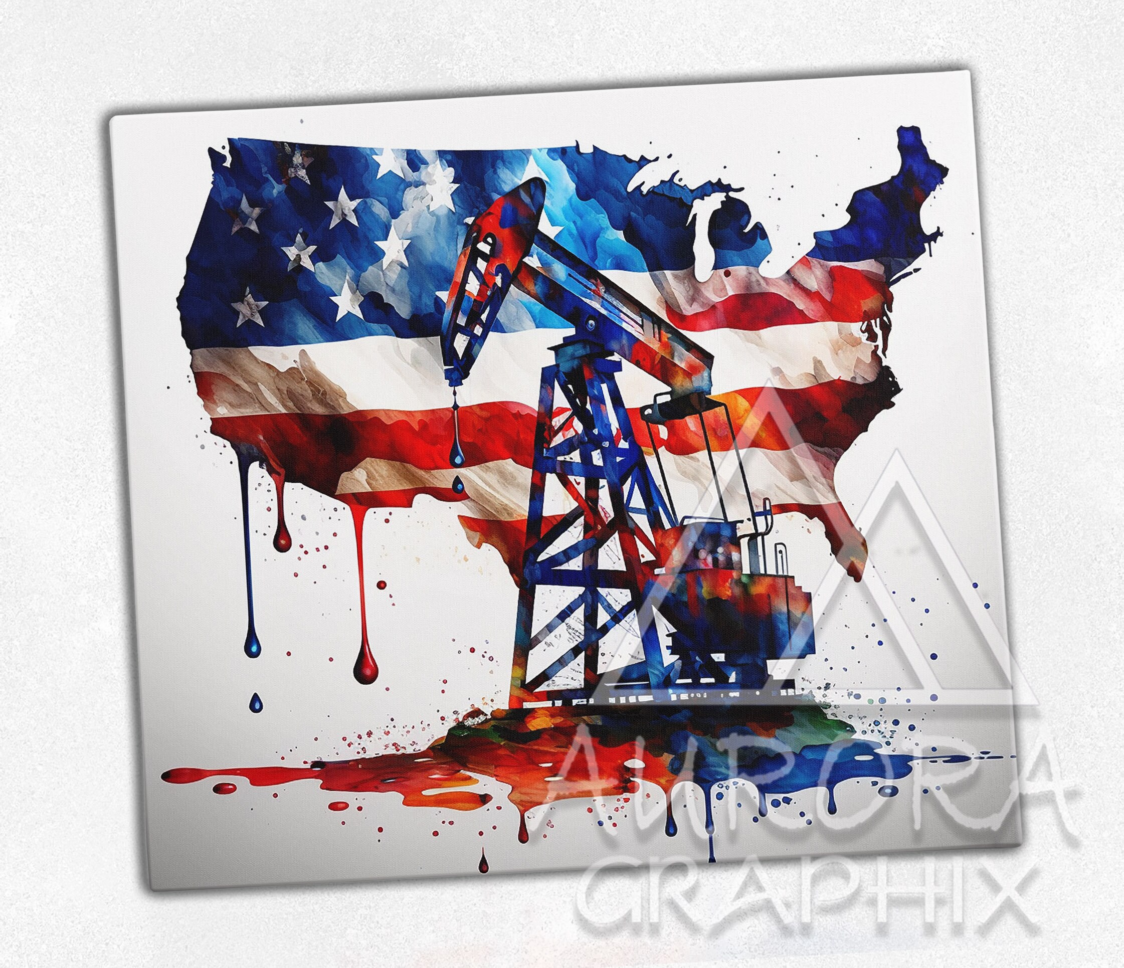 Oil Rig Wrapping Paper Oilfield - Digital 20oz Skinny Tumbler Wrap Oil Rig American Flag ...