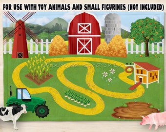 Farm Animal Theme DIGITAL Sublimation Design for Play Mat Placemats Kids Food Play Mat Felt Barn Tractor Gift Idea Digital Download PNG Only