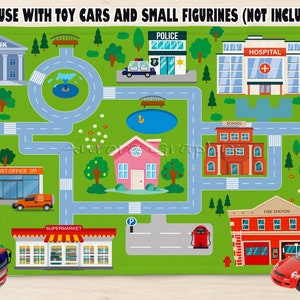 Carro Cidade Estradas Pista Design de sublimação DIGITAL para tapete de brincar Tapete de brincar para crianças Comida Tapete de feltro Idéia de presente Download digital somente png