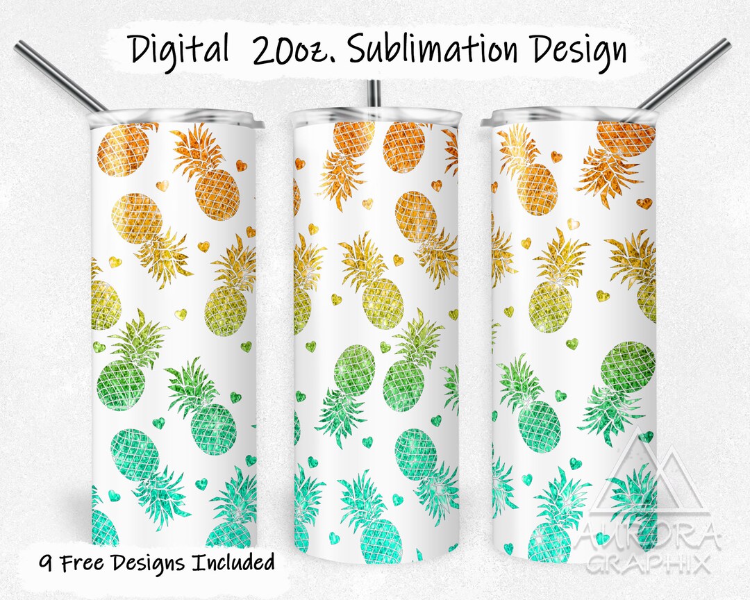 Pineapples Digital 20oz Skinny Tumbler Wrap Infertility Awareness