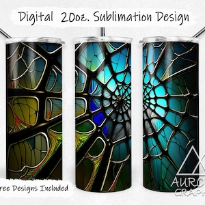 Spiderwebs - Digital 20oz Skinny Stained Glass Tumbler Wrap Spider Webs Halloween Tapered Straight Sublimation Design PNG Instant Download