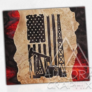 Oil Rig Wrapping Paper Oilfield Digital 20oz Skinny Tumbler Wrap Oil Rig Wood Resin Art ...