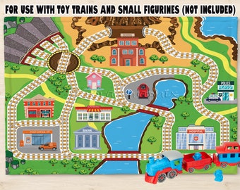 Train Tracks City Town Roads DIGITAL Sublimation Design for Play Mat Placemats Kids Food Play Mat Felt Gift Idea Digital Download PNG Only