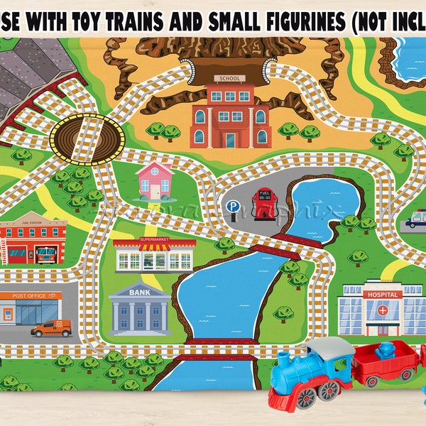 Train Tracks City Town Roads DIGITAL Sublimation Design for Play Mat Placemats Kids Food Play Mat Felt Gift Idea Digital Download PNG Only