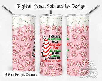 Christmas Cakes - Digital 20oz Skinny Tumbler Wrap Funny Saying Trees Frosting Seamless Tapered Straight Design Design PNG Instant Download