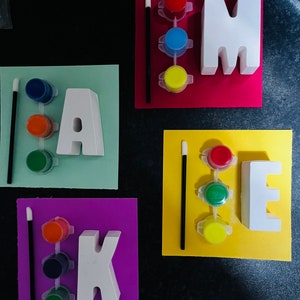 Paint your own initial party pack - personalised party pack - personalised children’s favours