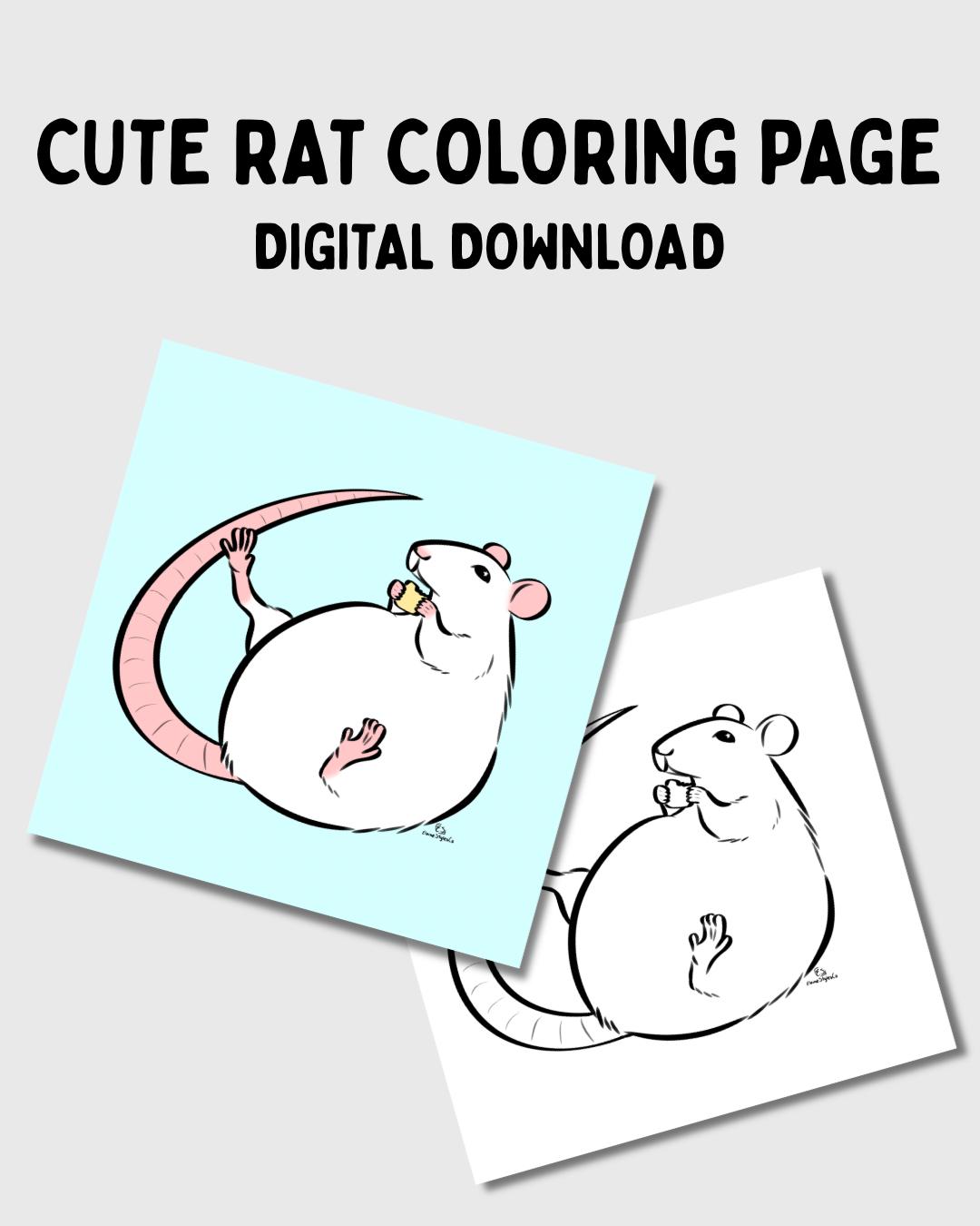 Cozy Rat Bold Coloring Page - Digital Download - PNG File - Etsy