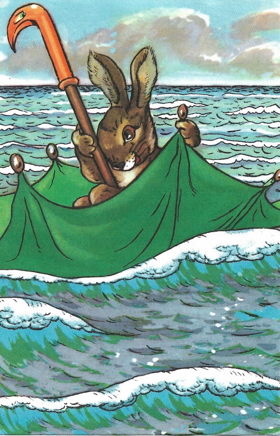 Lithographs Prints Hare countryside A Rabbit The Green Umbrella picnic ...