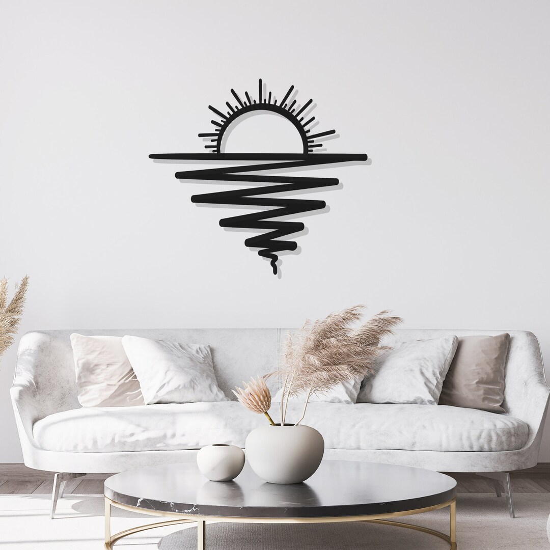 Sunrise Metal Wall Art, Mid Century Boho Decor, Sunshine Minimalist