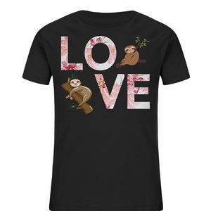 Sloth LOVE Kids Organic Shirt 98 to 164 personalizable