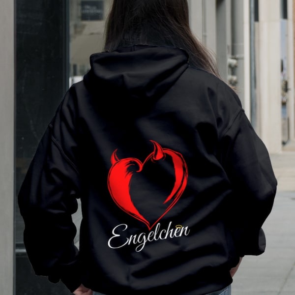 Paar Hoodie Engelchen Engel Teufelchen Teufel Valentinstag Geschenk