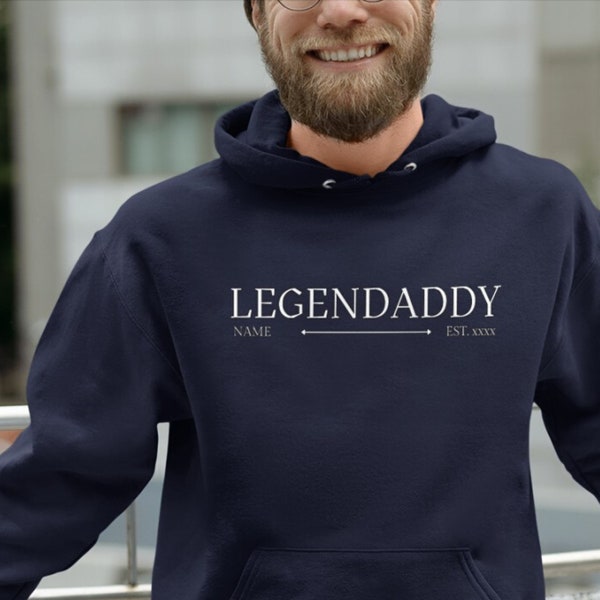 Geschenk zum Vatertag Papa Hoodie Legendaddy mit Name und Jahr personalisiert Papa oder Geburtstagsgeschenk Papa Legendaddy Hoodie